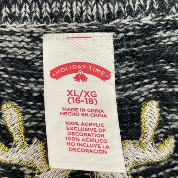 Holiday Time Christmas Sweater Vest Santa and Rudolph Size XL (16-18) - Picture 3 of 6